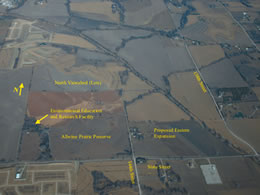 Ariel photo of Allwine Prairie and major projet areas. (Courtesy of the authors)